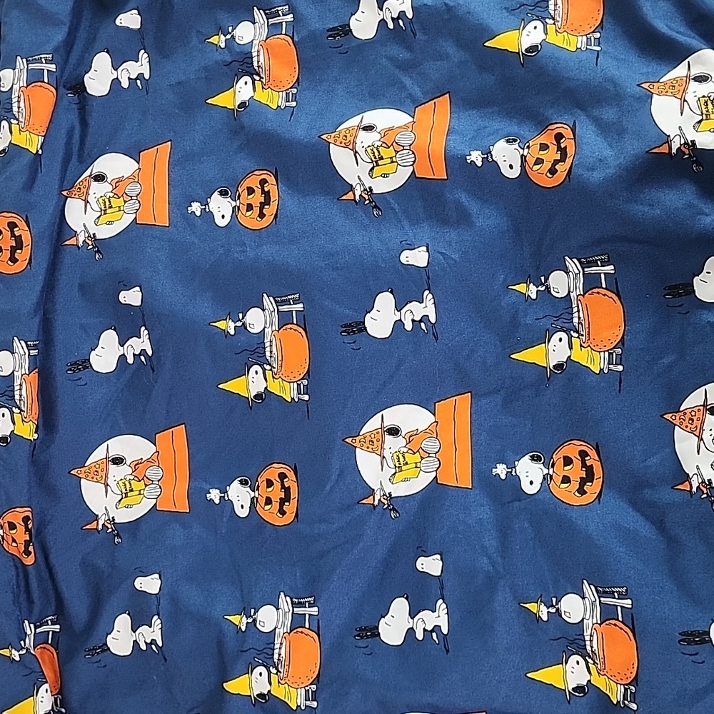 Snoopy Peanuts Halloween navy orange flat sheet full size Berkshire Blanket